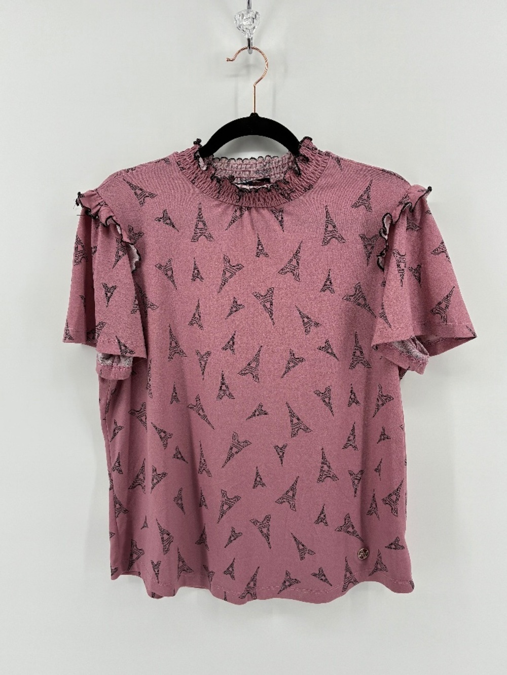 Adrienne Vittadini Pink Eiffel Tower Print Blouse